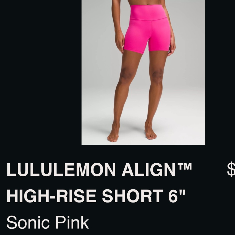 Lululemon Align high-rise short 6” in Sonic Pink